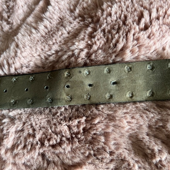VINTAGE 80s Sage/Olive Suede Gold Tone Bling Studded Fashion Belt - unique! main image 7